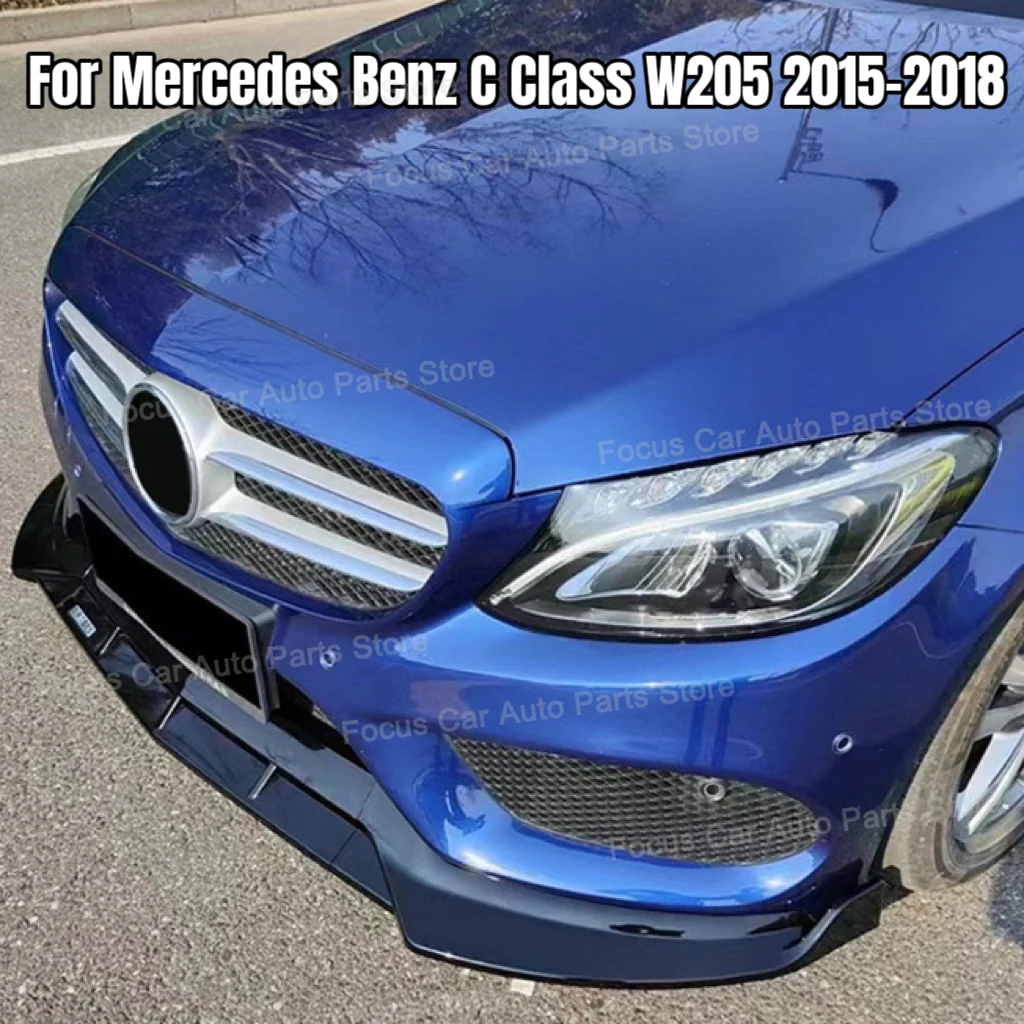 Car Front Bumper Lip Splitter Diffuser Spoiler Guard for Mercedes Benz C Class W205 C300 C160 C200 C350e C260 C200 2015-2018