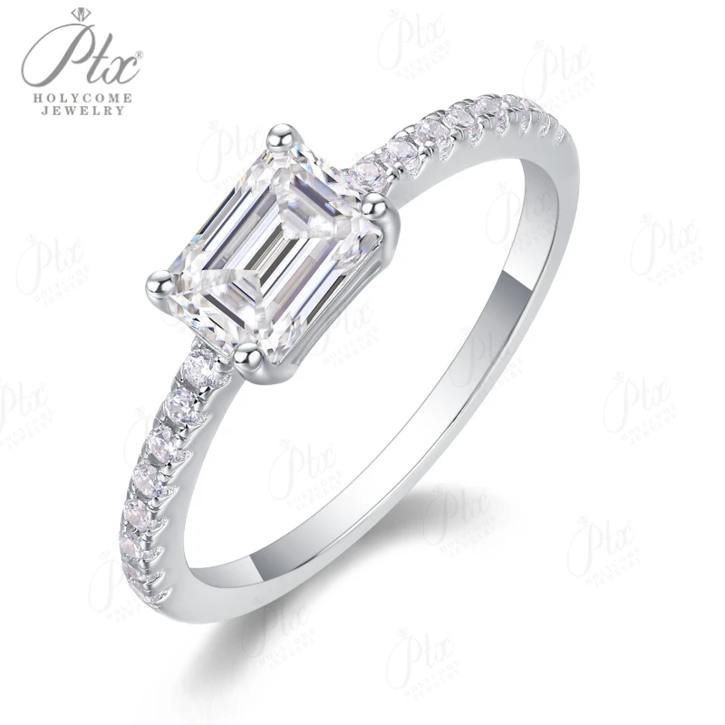1CT Moissanite Ring Emerald Cut D Color 925 Sterling Silver Women's Ring Ideal for Wedding & Engagement Perfect Gift for Gifting