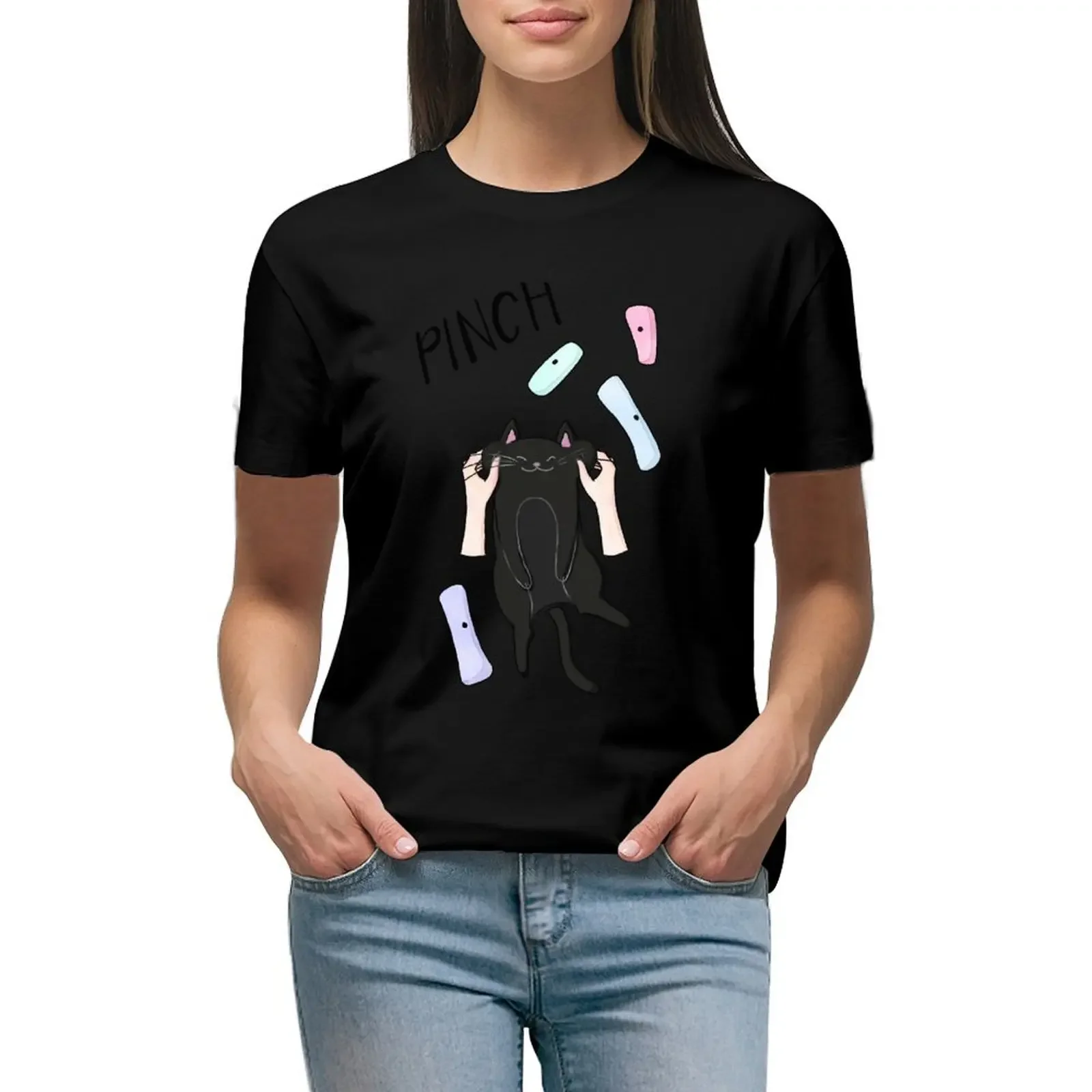 

Climbing Cat Pinch T-Shirt sports fans customs design your own cropped t shirts for Women