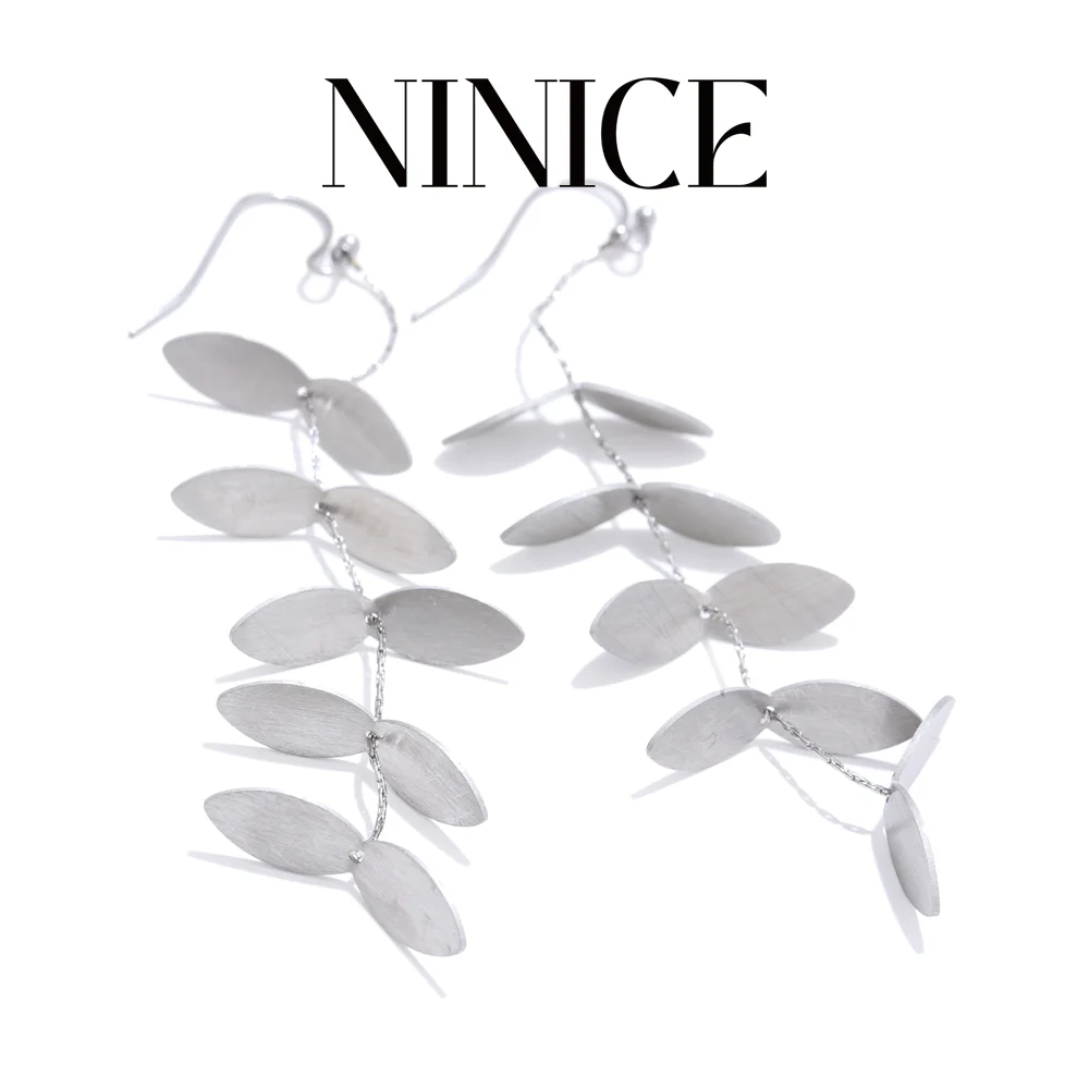 

NiNice Earrings Women's Long Metal Round Waterproof Earrings Simple Fashionable Personalized Fashionable Wholesale for Parties