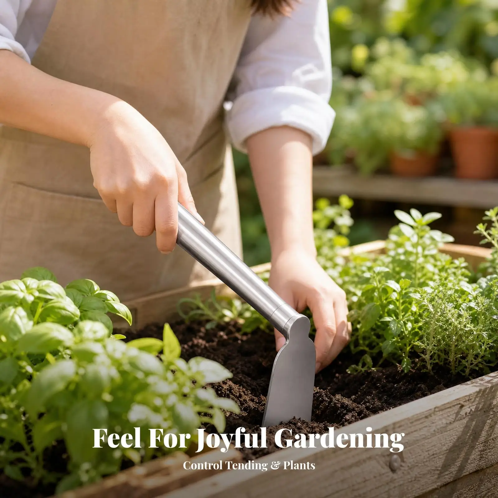 Hand Garden Cultivator Tool Stainless Steel Hoe for Soil Tilling Weed Removal for Outdoor Garden Tools Raised Bed Planting