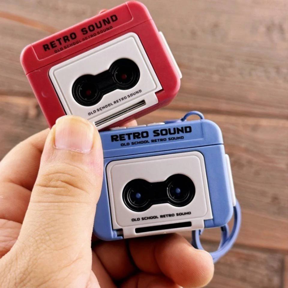 ZAKOL Personalized Retro Tape Recorder Keychain Mini Recording Music Box Pendant Keyring Backpack Ornament Birthday Couple Gift image 3