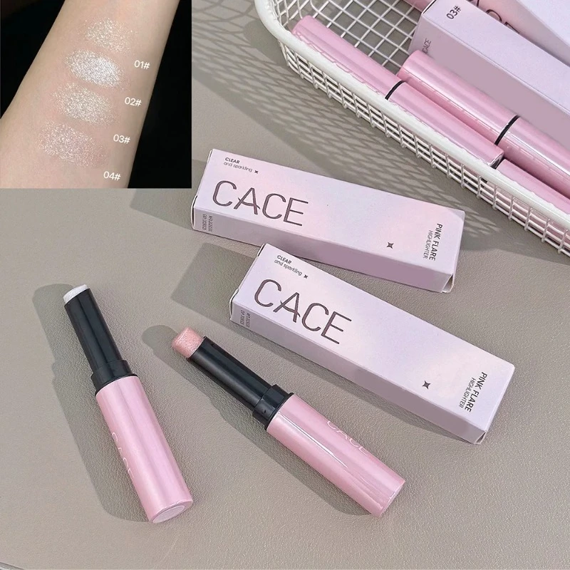 グリッターハイライターアイシャドウスティックピンクホワイトティント防水スパークリングゼリーアイシャドウペン真珠光沢のある明るく輪郭メイクアップ