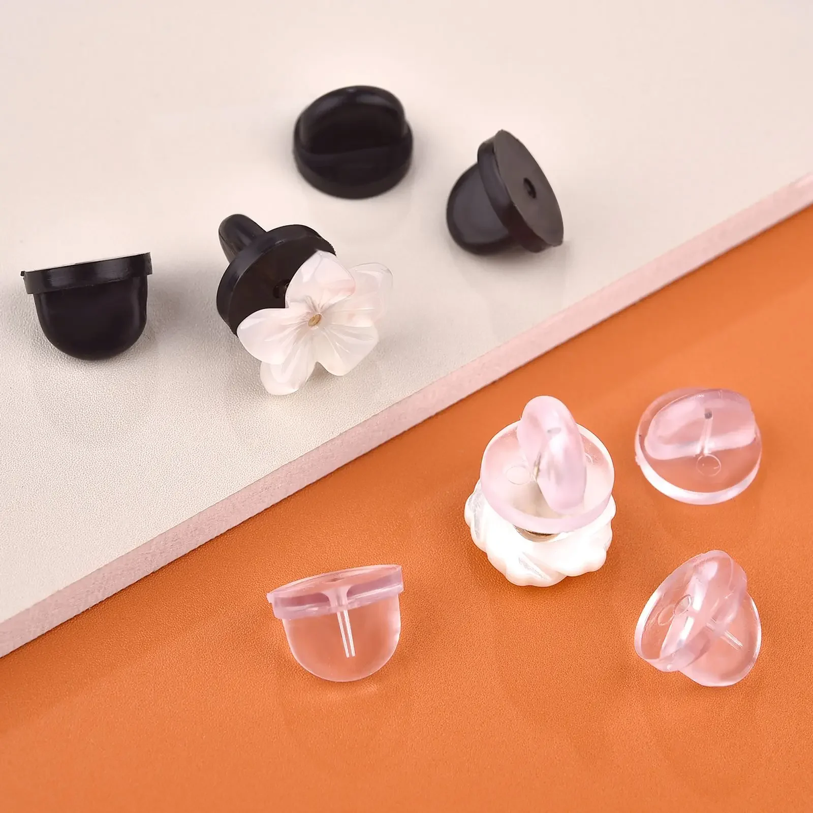 

50pcs Ear Blockage Soft Silicone Rubber Earring Back Stoppers DIY Earring Brooch Buckle Blockage Accessories Earring Findings