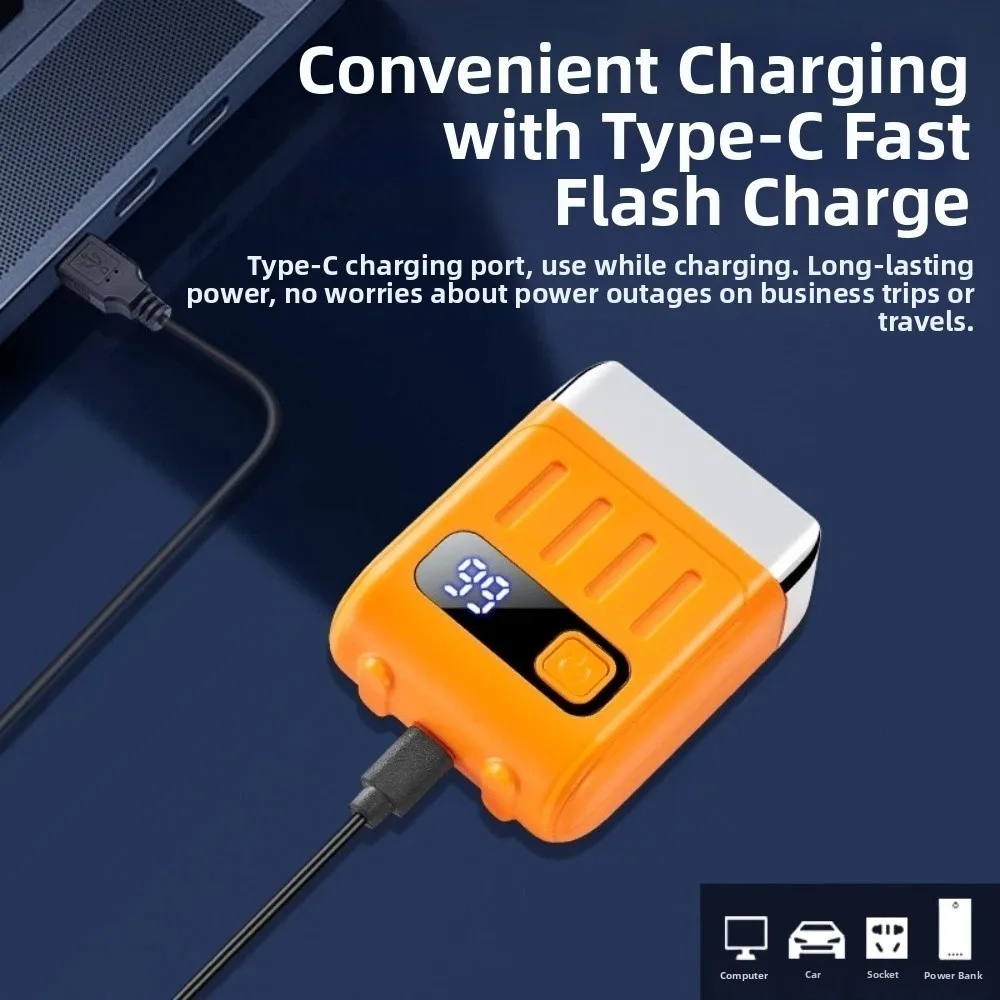 Mini Rasoio Elettrico Intelligente con Display Digitale, Doppio Anello a Rete, Ricaricabile USB, Utilizzo a Secco e Bagnato, Regolabarba Impermeabile e Lavabile