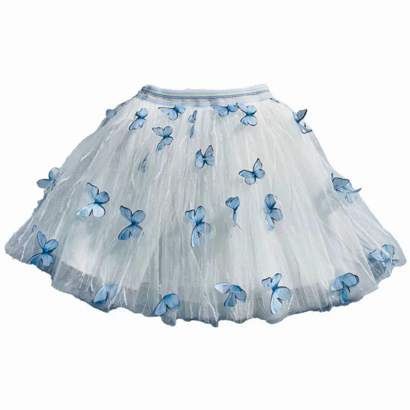 2-12Y Cute Butterfly Baby Girl Skirt Tutu Mesh Ball Gown Skirts Tulle Princess Party Dance Ballet Faldas Kids Clothes