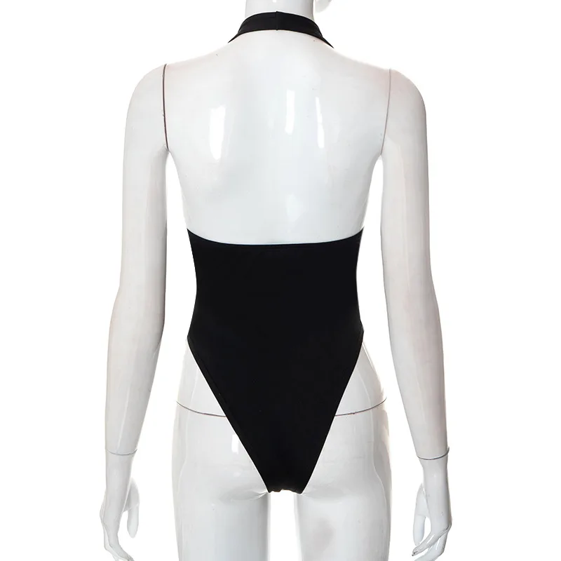 Body transparente y Sexy para mujer, lencería sin mangas de una pieza, corsé montado en el cuello, Top, tendencias de moda de verano, ropa