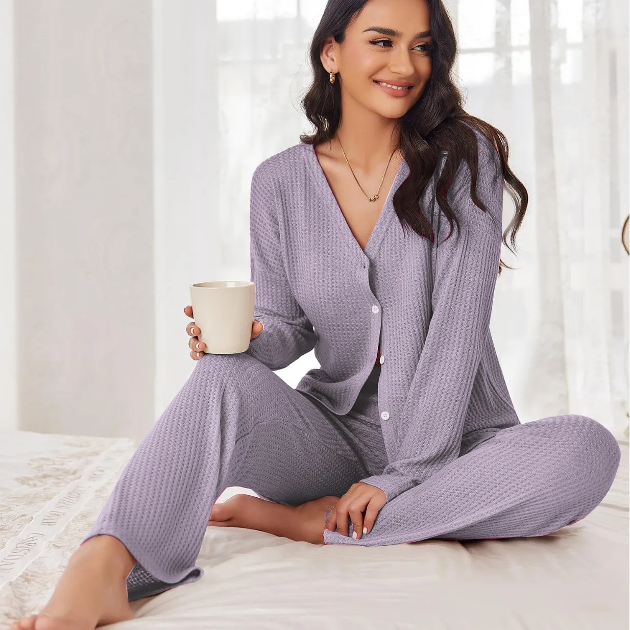 

Однотонные повседневные пижамы для женщин, одежда для сна из двух предметов, женские пижамные брюки, комплекты домашней одежды, ночное белье, женский домашний костюм