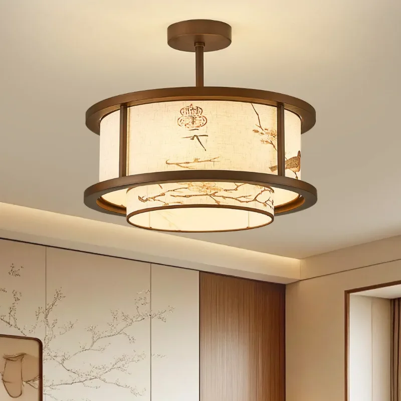 Bedroom new Chinese ceiling light walnut study entrance tea room restaurant hotel retro ceiling light