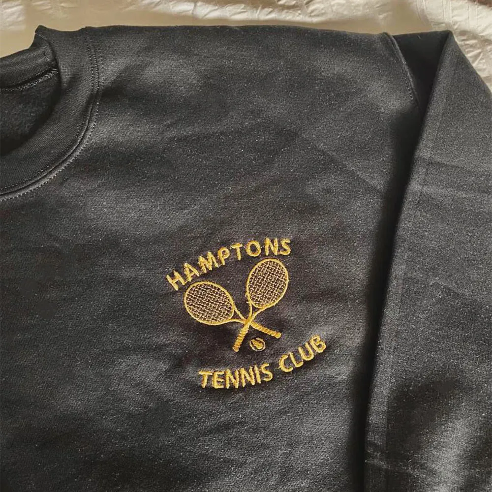 Hamptons Tennis Club Women Embroidered Autumn Sweatshirt Women Autumn Thick Warm Pullover Vintage Style Casual Sweatshirts