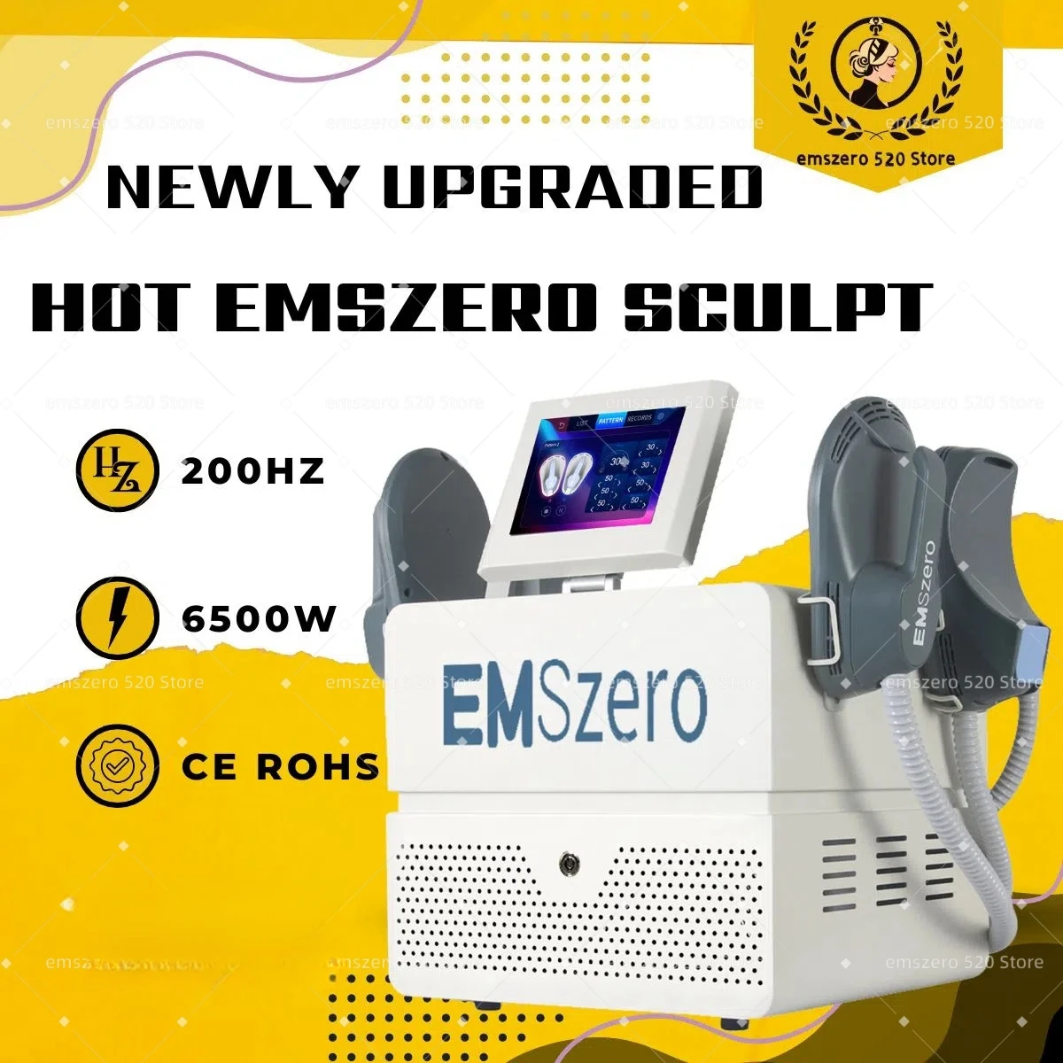 Emszero Nova EMS 6500W 200Hz Muscle Sculpt Machine With 4 Handles And Pelvic Stimulation Pad Optional