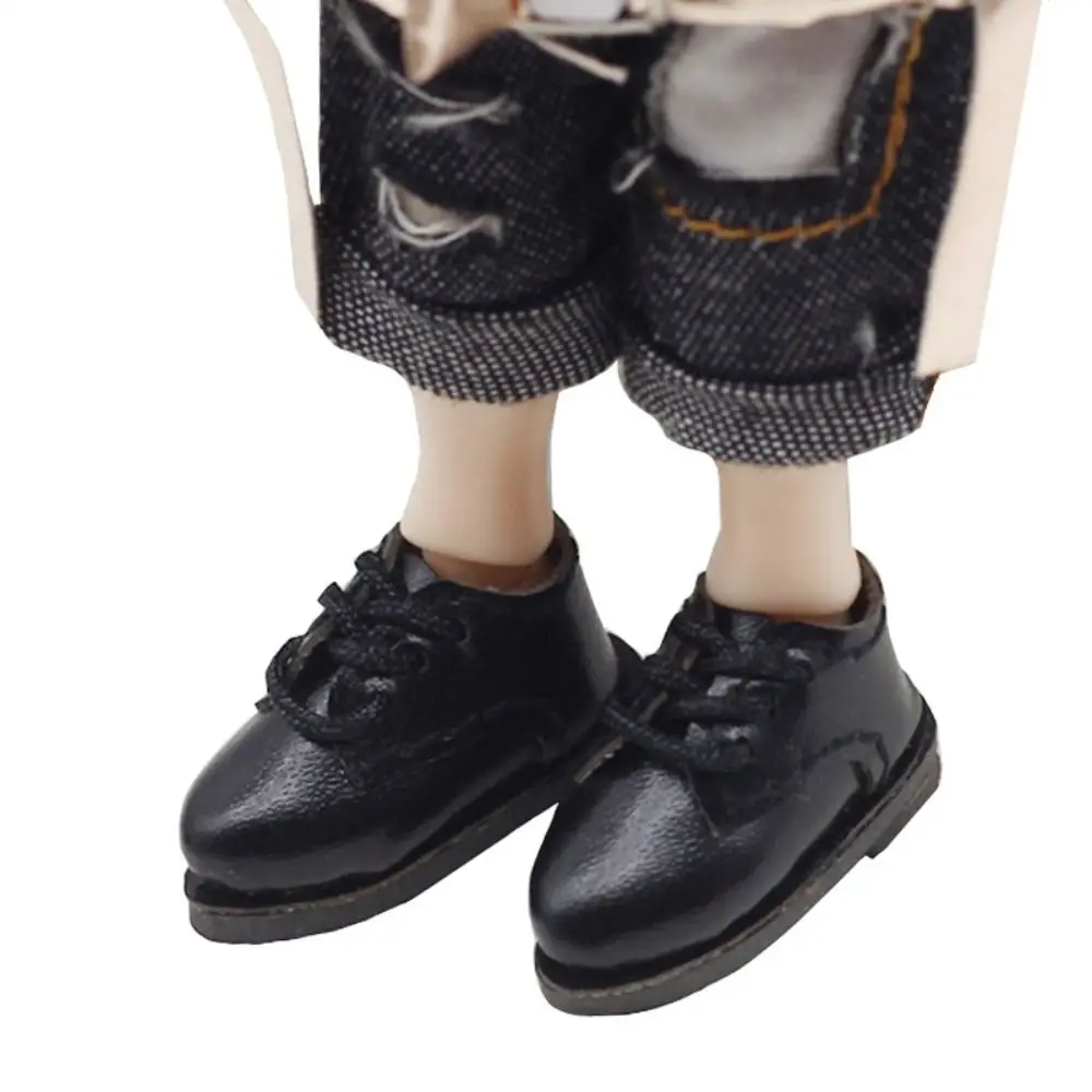 

1 пара мини-одежды из искусственной кожи 1/12, обувь Bjd, обувь из искусственной кожи с круглым носком, милые мини-обувь из искусственной кожи BJD ob11