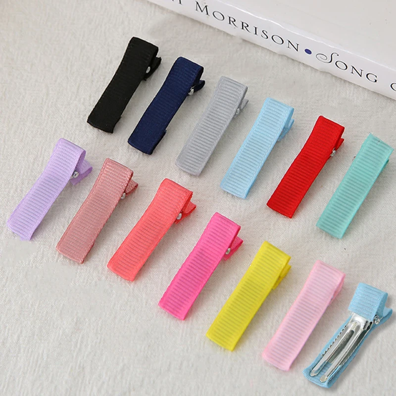 Pinzas para el pelo con cubierta de tela para niña, Base de pinza de pelo de cocodrilo, horquilla con lazos, accesorios para el cabello, 35mm, 20