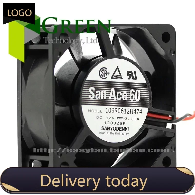 pa Original Sanyo 109R0612S474 12V 0.11A 6025 60MM 6CM 60*60*25MM Fan Comptuter case  Cooling fan  with 3pin