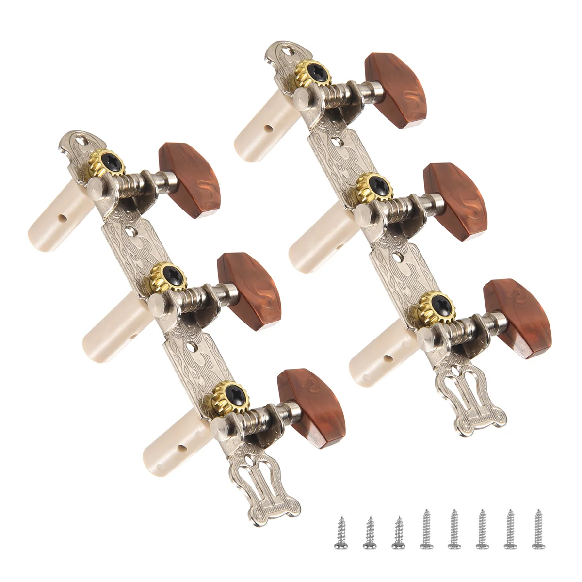 2Pcs 1:15 Classical Silver Guitar Tuner Tuning Machine Heads Keys Pegs for Guitar Parts