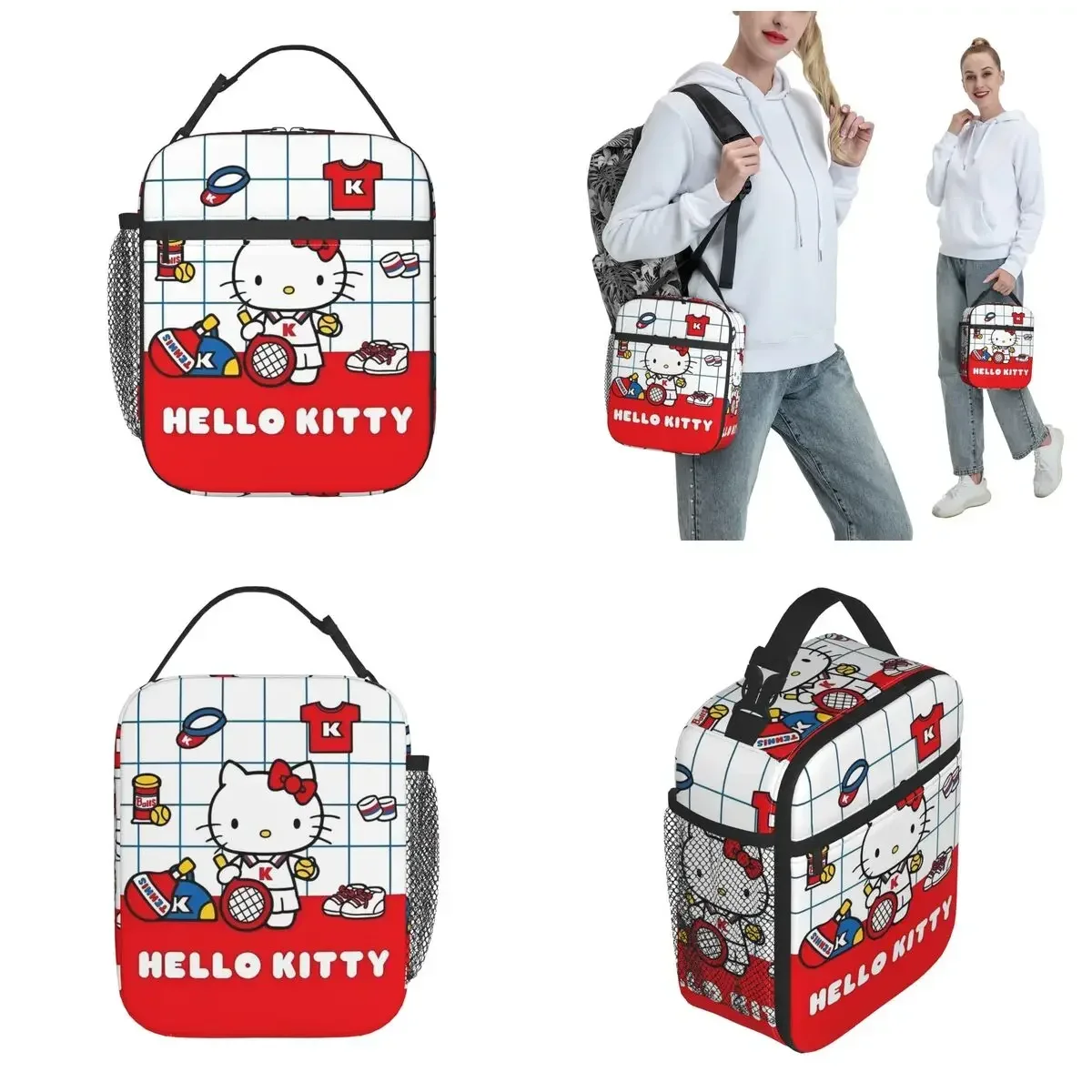 Hello Kitty Tennis Day Insulated Lunch Bag High Capacity Lunch Container Cooler Bag Lunch Box Tote School Outdoor Men Women