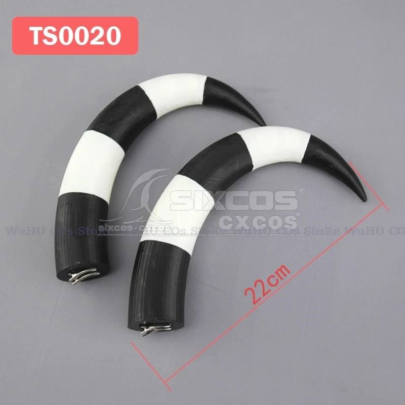 22cm Anime Helluva Cosplay Boss Blitzo Cosplay Blitzo Prop Balck White Horns Bend  Blitzo Horns Women Men Halloween Cosplay Prop