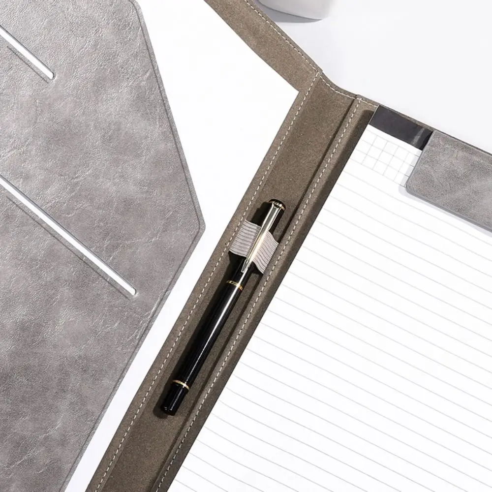 PU 가죽 A4 파일 폴더 클립 보드 마그네틱 버클 펜 삽입 비즈니스 회의 계약 클램프 카드 홀더 쓰기 패드