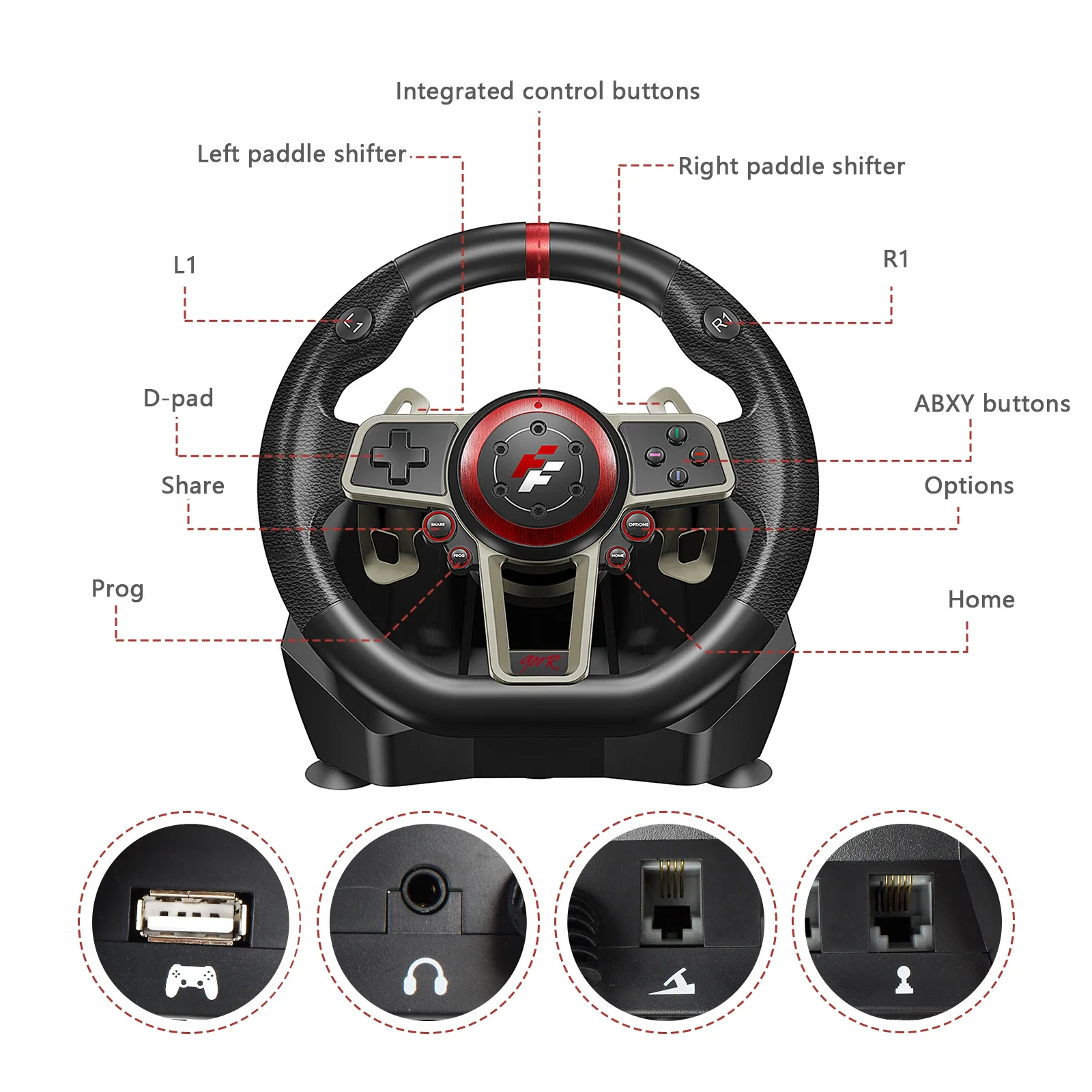 Racing Steering Wheel For PC/PS3/PS4/Switch/Xbox One/Xbox 360 Game Steering Vibration Joysticks Remote Controller Wheels Drive