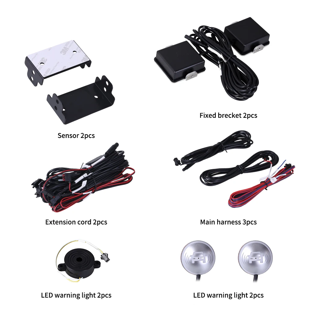 With 2 Millimeter-wave Radar Sensors IP67 Blind Spot Detection BSD & Change lane Security Warning Sensor LED Flashing & buzzer