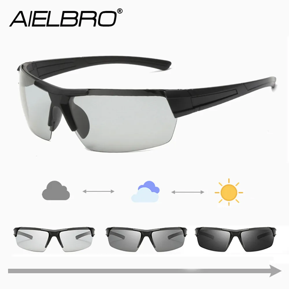 

AIELBRO Carbon Fiber Frame Sunglasses for Men 2022 New Cycling Glasses Photochromic Glasses Sports Lenses Men's Sports Glasses