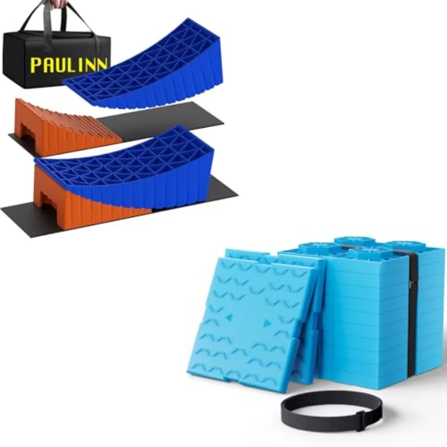 

RV Camper Levelers 2 Packs RV Leveling Blocks 12 Packs, Heavy Duty Camper Leveling Blocks for Outdoor Camping, Black ABS Plasti