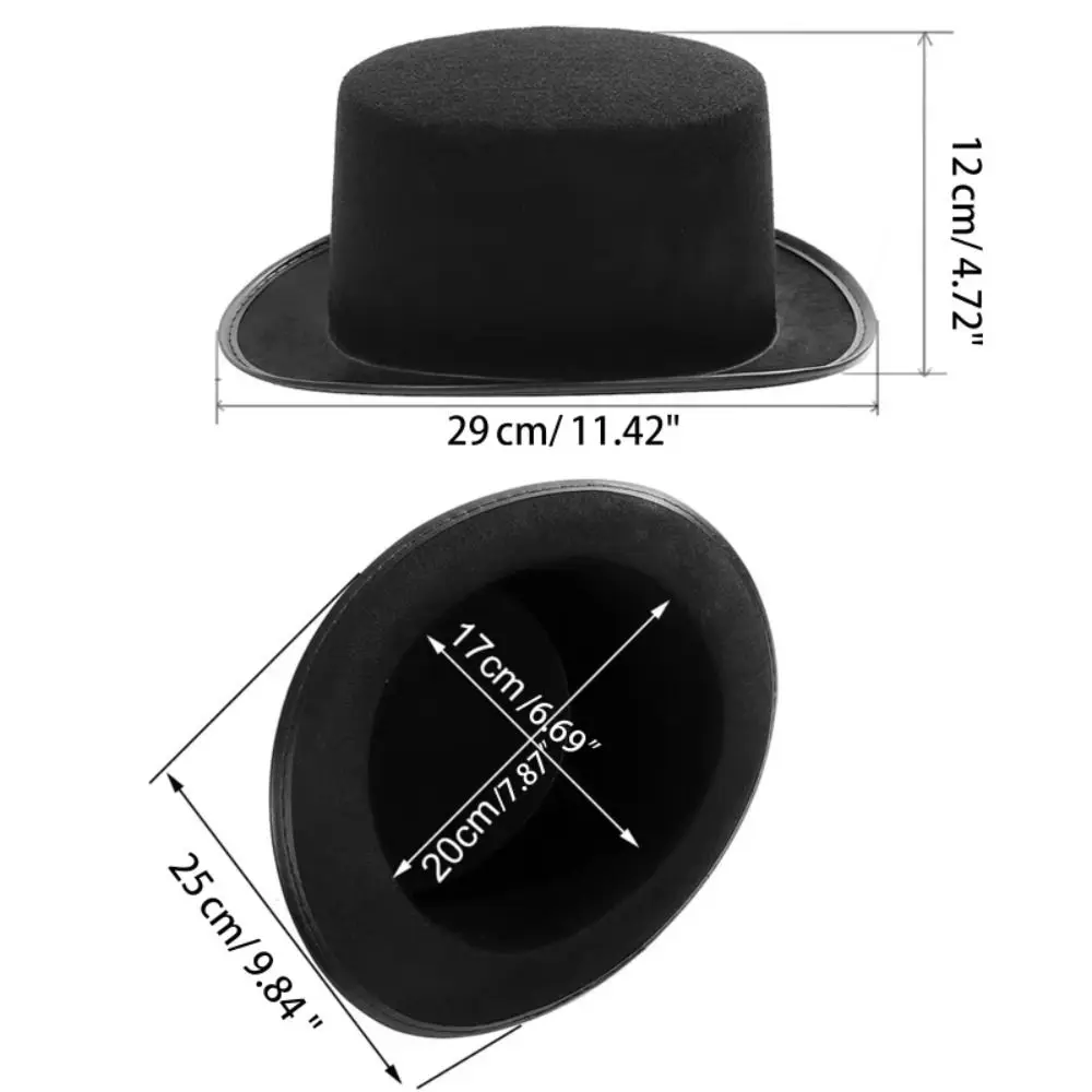 Vintage Black Steampunk Men Hat Magician Hat Stage Performance Retro Gothic Hat With Eyeglasses Non-woven Fabric