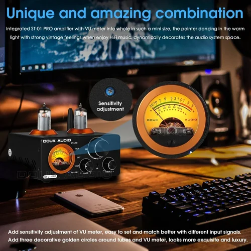Imagen 2 del producto Douk Audio HiFi amplificador de potencia de tubo de vacío Bluetooth 5,0 receptor estéreo USB DAC COAX/OPT amplificador de Audio Digital medidor de VU 100W + 100W