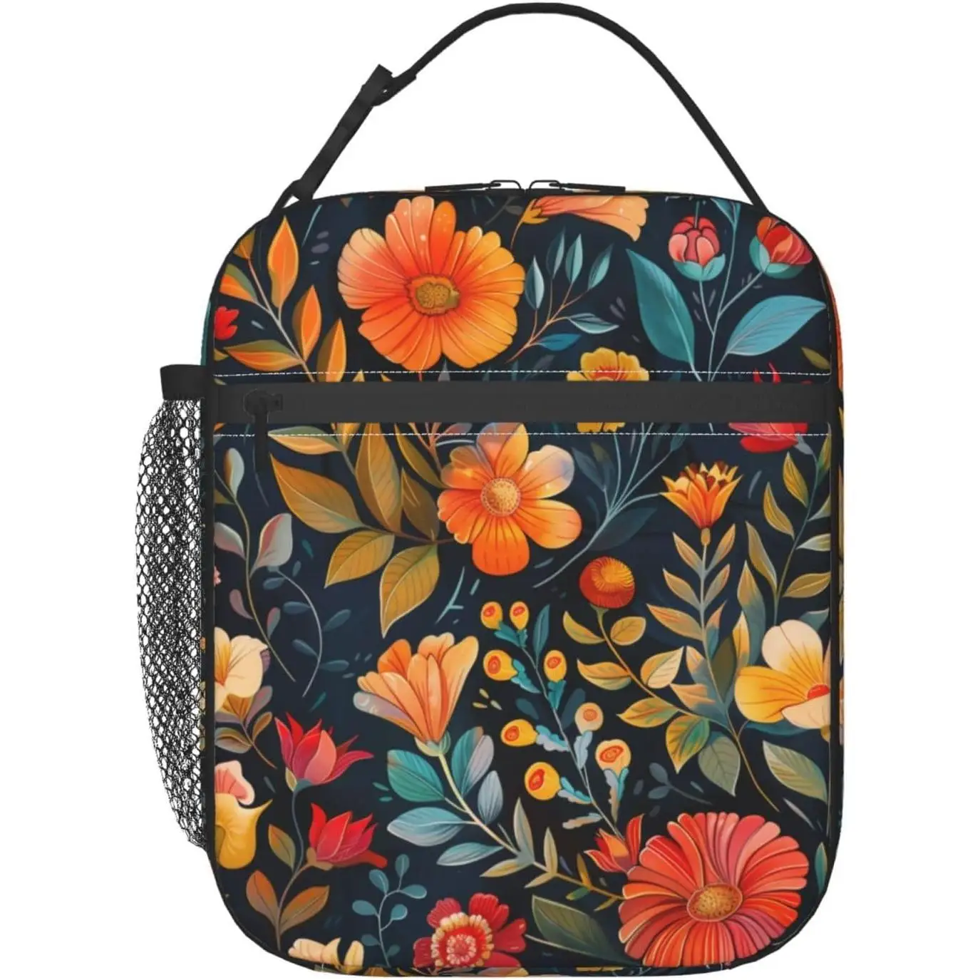 

Insulated Lunch Box for Women Adults Girls Floral Lunch Bag for Work Picnic Beach or Fishing Polyester Flower Floral Lunch Box