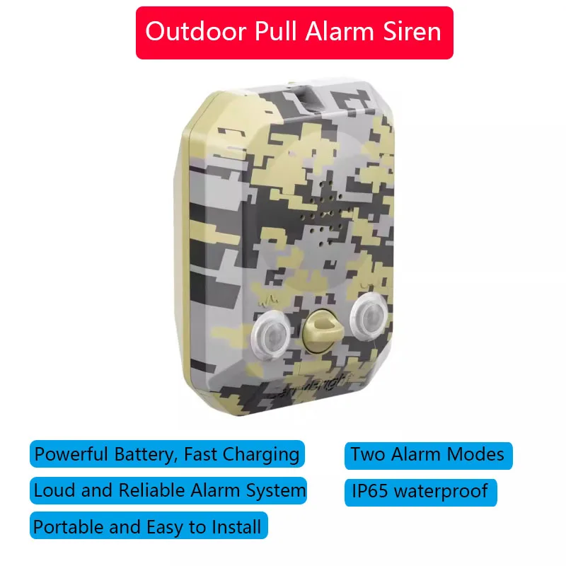 Portable Outdoor Pull Siren Camping Travel Vibration Siren Security Alarm Wire Trigger Alarm Device Security Alert for Safty