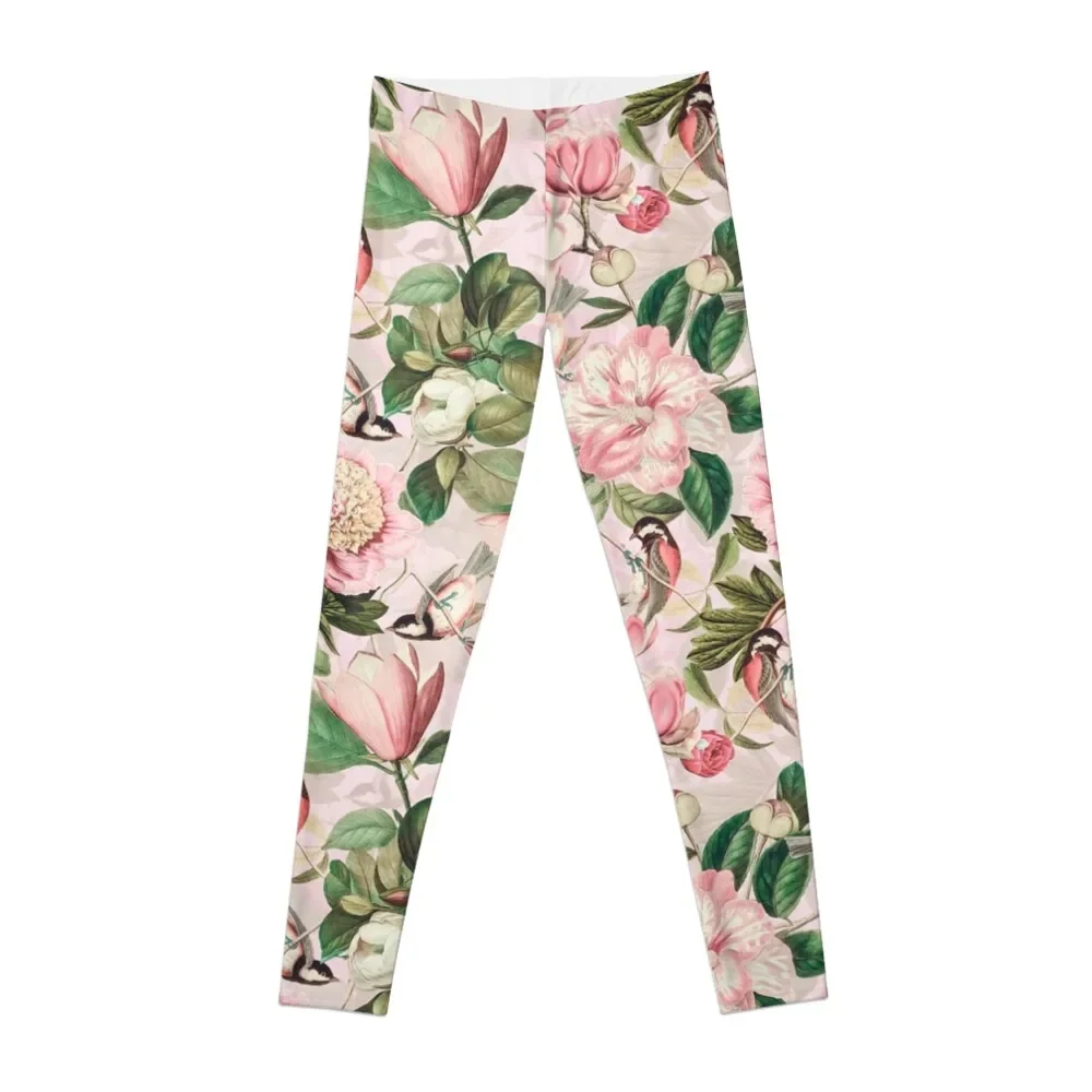 UtART - Vintage Peonies Spring Flower Pattern Pink Sepia Leggings active wear Pants sport Sports female Womens Leggings