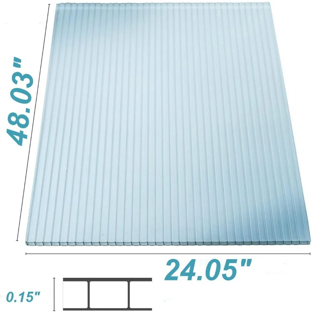 20 عبوة من ألواح الدفيئة المصنوعة من البولي كربونات السميكة مقاس 2 × 4 أقدام - شفافة ومتينة ومقاومة للأشعة فوق البنفسجية
