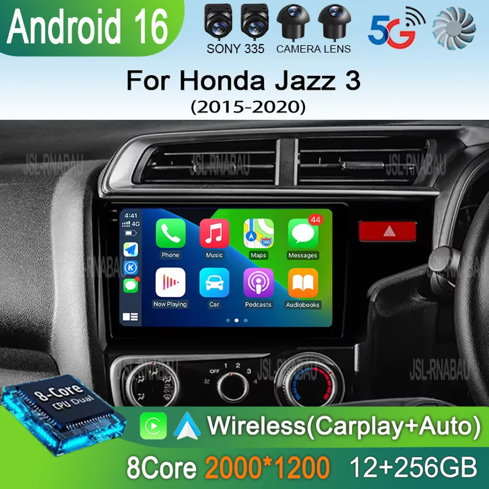 

Автомагнитола Android 16 для Honda Jazz 3 (2015-2020) и Fit 3 GP GK (2013-2020) с Carplay, Auto, GPS, QLED, мультимедиа и навигацией
