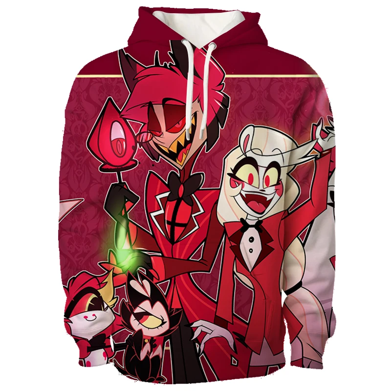 Newest Anime Hazbin Graphic Hoodie Men\'s 3D Full Print Hooded Sweatshirts Trend Streetwear Hotel Cartoon Pullover Tops Clothing