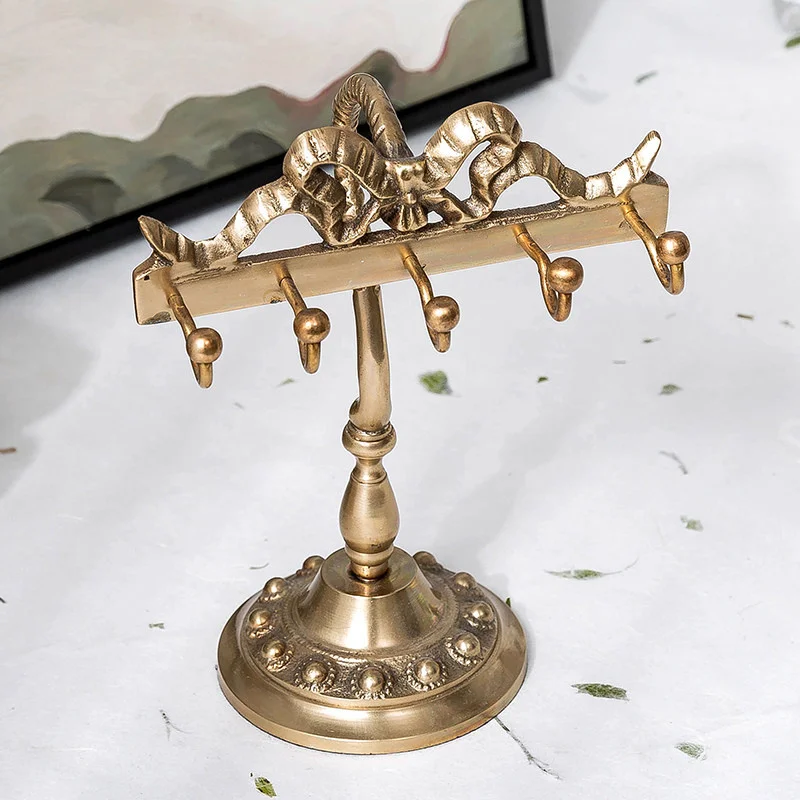 

Retro Court Style Brass Jewelry Display Stand Necklace Earrings Ring Storage Rack Dressing Table Ornaments New Home Decoration