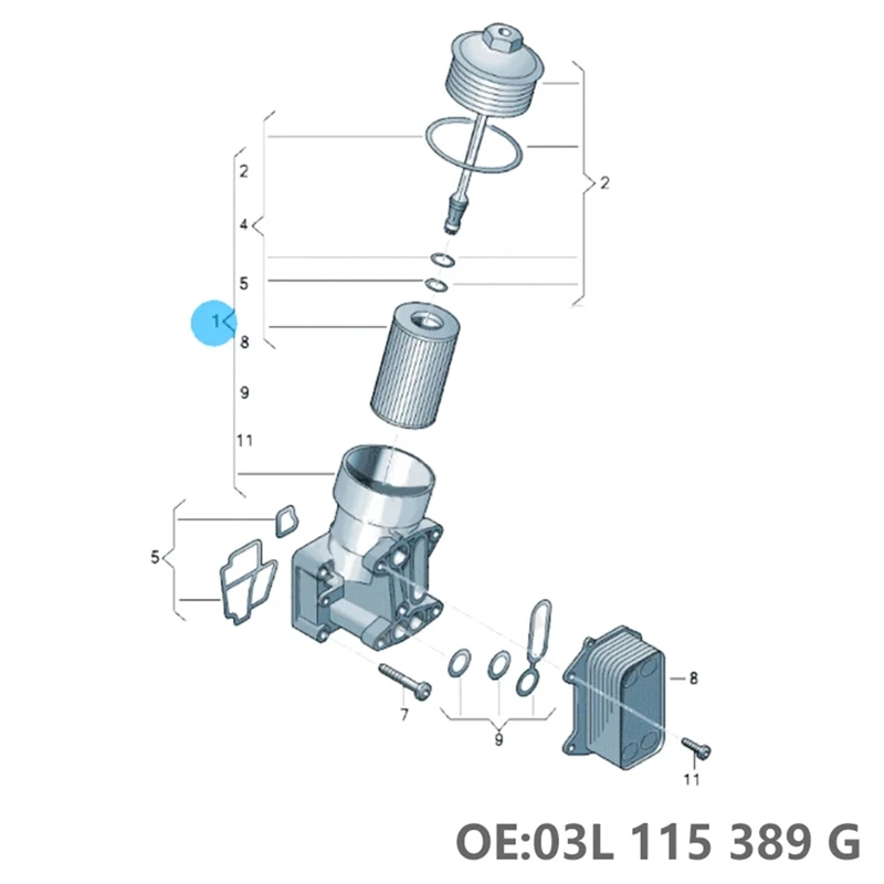 03L115389H Diesel Engine Oil Filter Radiator For VW Multivan Polo Caddy Passat Jetta Amarok Ameo Tiguan 03L115389C