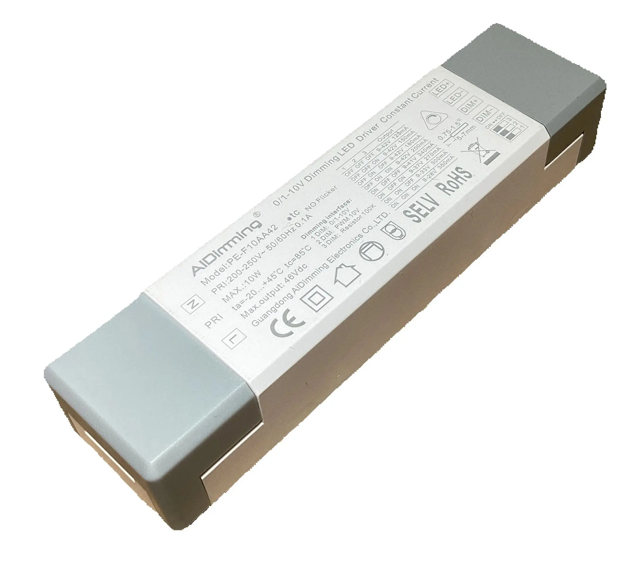 

Диммируемый LED-драйвер AIDimming 0-10В, 10Вт, PE-F10AA42, тонкий блок питания постоянного тока 120мА, 150мА, 200мА, 300мА для небольших прожекторов