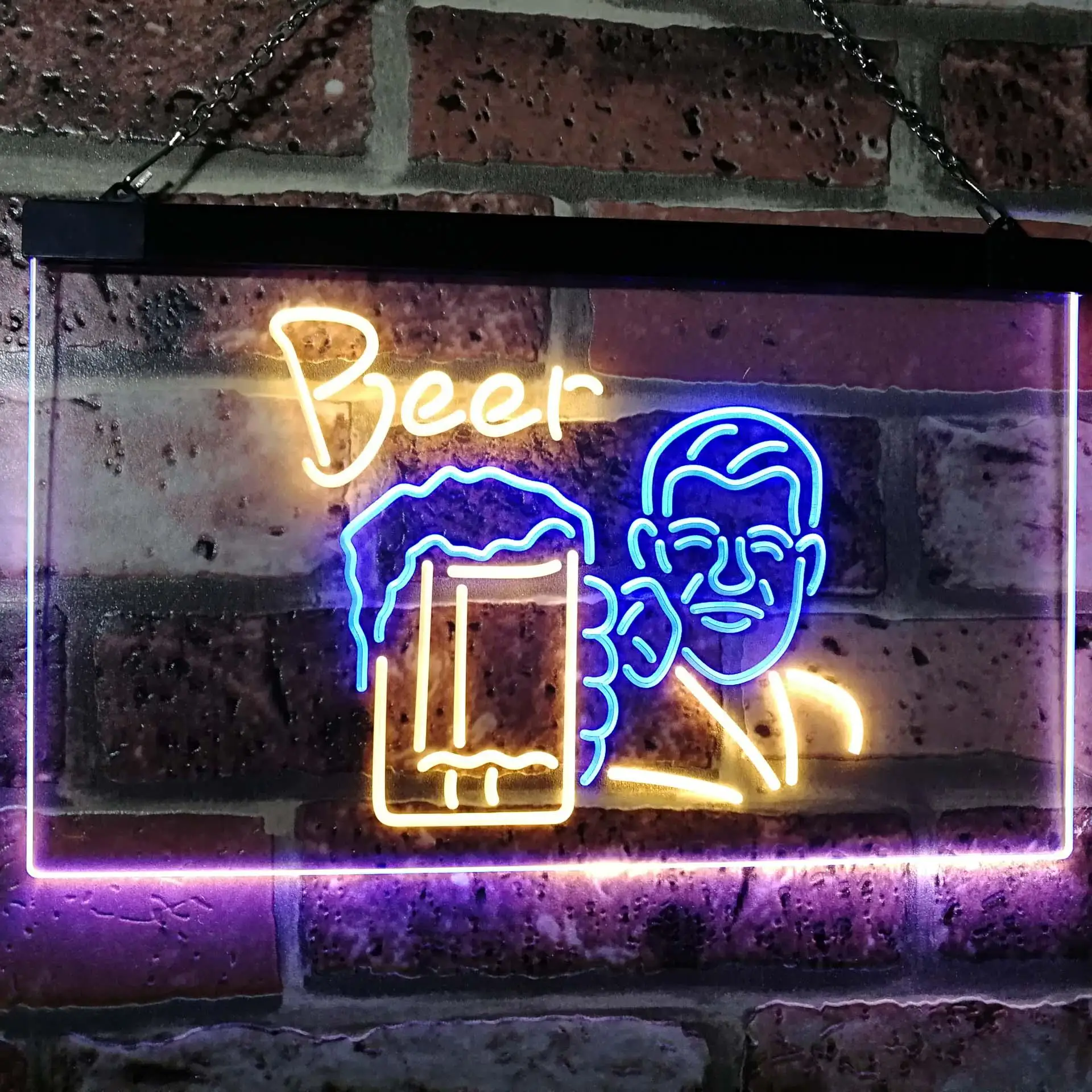 Beer Cheers Man Dual Color Led Neon Sign st6-i2952