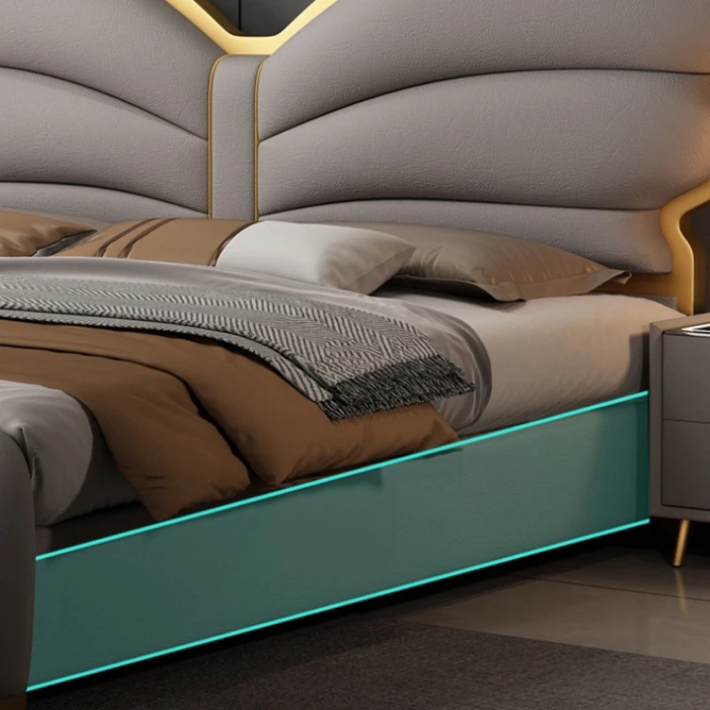 Light luxury Double bed Italian style queen size bed frame 180x200 modern minimalist bases e armações de cama bedroom furniture