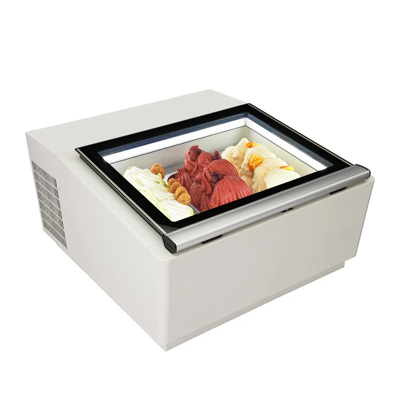 Small 3-Tray Ice Cream Display Cabinet, Desktop Direct Cooling Ice Cream Showcase