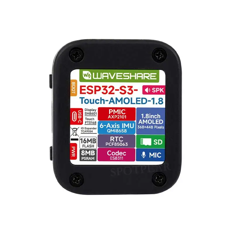 ESP32 S3 Development Board 1.8 inch AMOLED Display 1.8inch TouchScreen QMI8658 /MIC /Audio LVGL AI Voice Programmable Watch