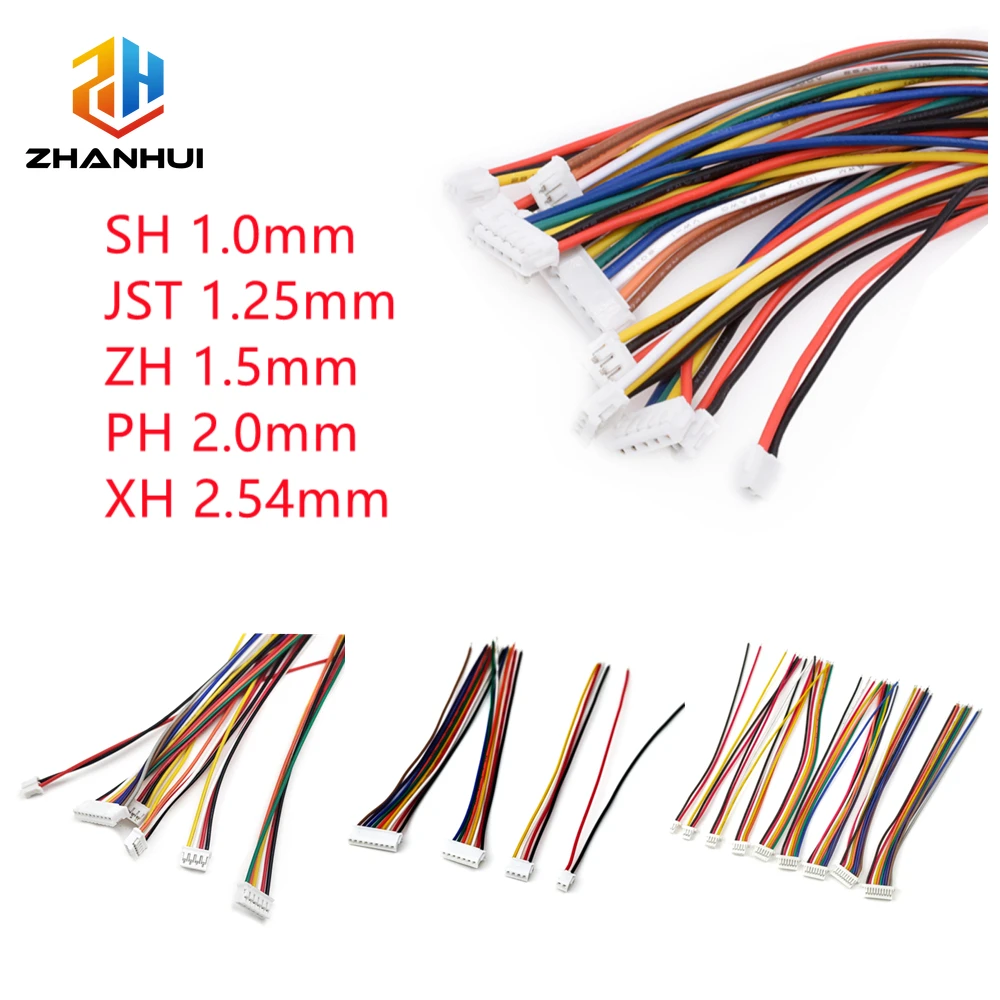 5PCS SH/JST/ZH/PH/XH 1.0MM 1.25MM 1.5MM 2.0MM 2.54MM Female Plug Connector with 10/20/30cm Wire 2/3/4/5/6/7/8/10/12P