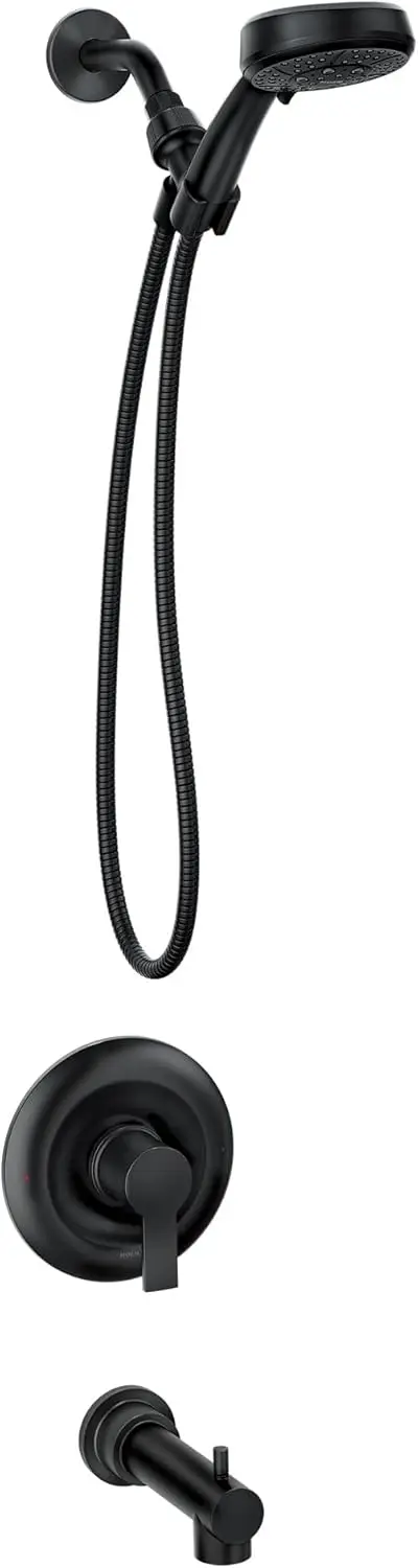 Meena Set rubinetto doccia monocomando nero opaco con doccetta e beccuccio vasca, valvola inclusa, 82618BL