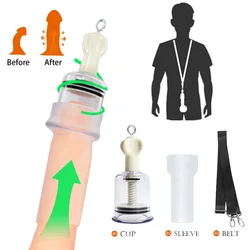 Penis Pump Enlarger Extender Physical Exerciser Sex Toys Men Dick Bigger Enhance Belt Hanger Vacuum Cup Trainer Male Masturbator