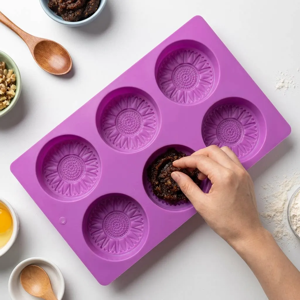 6-Cavity Sunflower Silicone Mold for Cake Rice Cake Jelly Pudding Chocolate Handmade Soap Baking Tool