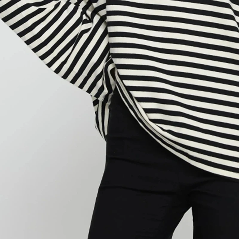 Women Retro Patchwork T-shirt, Long Sleeve Crew Neck Loose Ladies Fall Casual Striped Top Streetwear