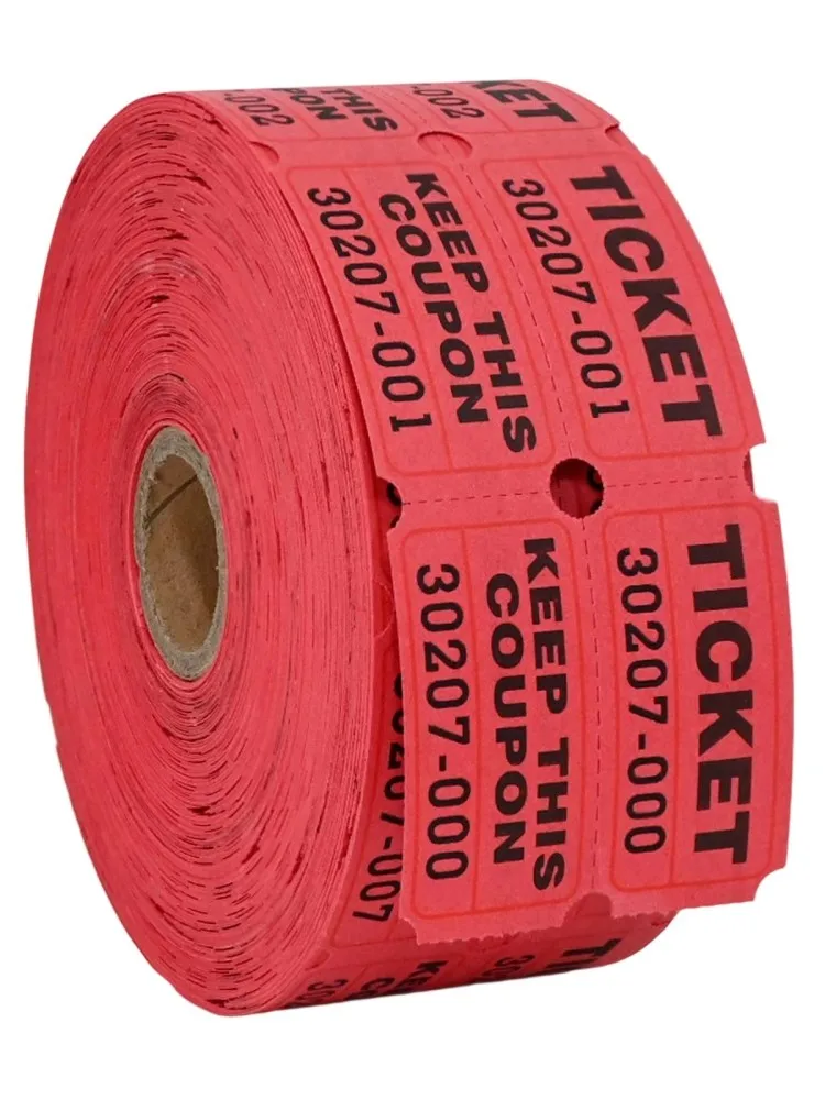 Billets de tombola colorés déchirables, 1000 pièces, Double rouleaux, billet d'admission, billet de jeu pour événements, carnaval, récompense de classe d'entrée