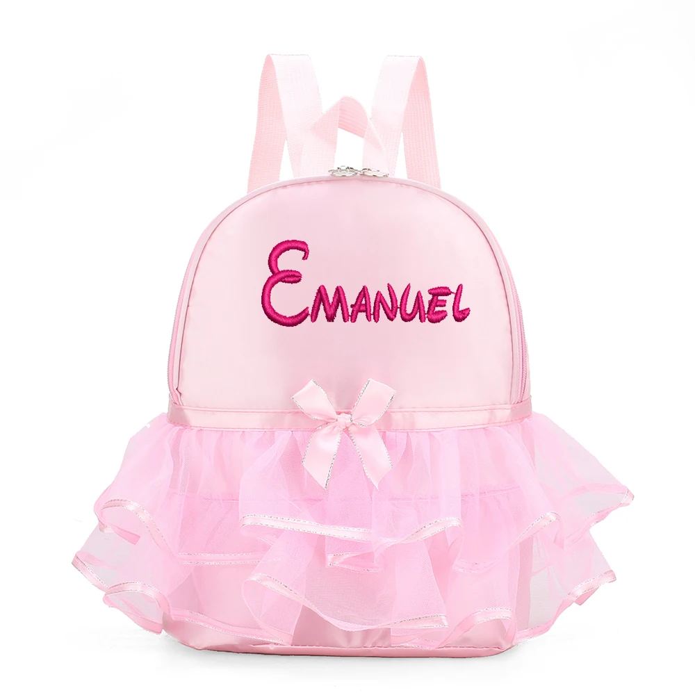 New Ballerina Dance Backpack with Personalized Embroidery Custom Name Pink Tutu Backpack Kids Ballet School Toddler Bag