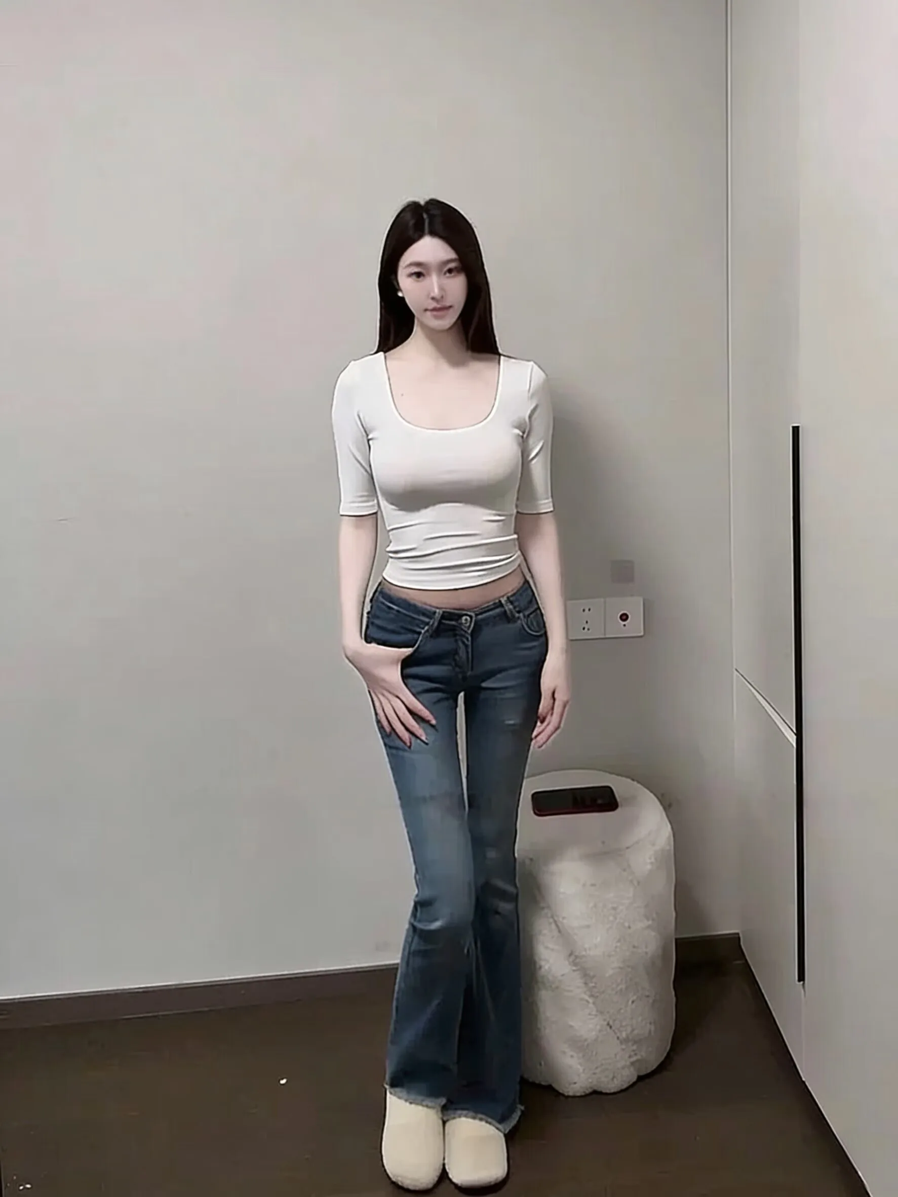 

American Retro Low Waist Sl Flared Jeans Women's Slim Fit Long Pants Cotton Stretch Denim Bootcut High Waist Trousers