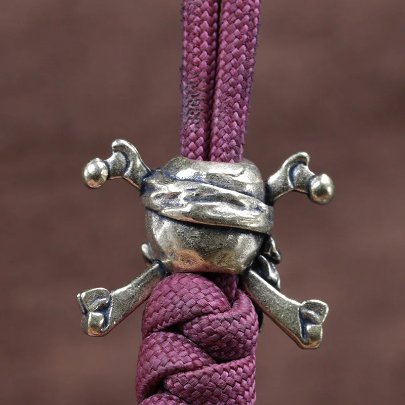 Bone Skull Head Brass Knife Beads EDC DIY Paracord Woven Bracelets Lanyard Pendants Accessories Outdoor Tool Hangings Charms ﻿